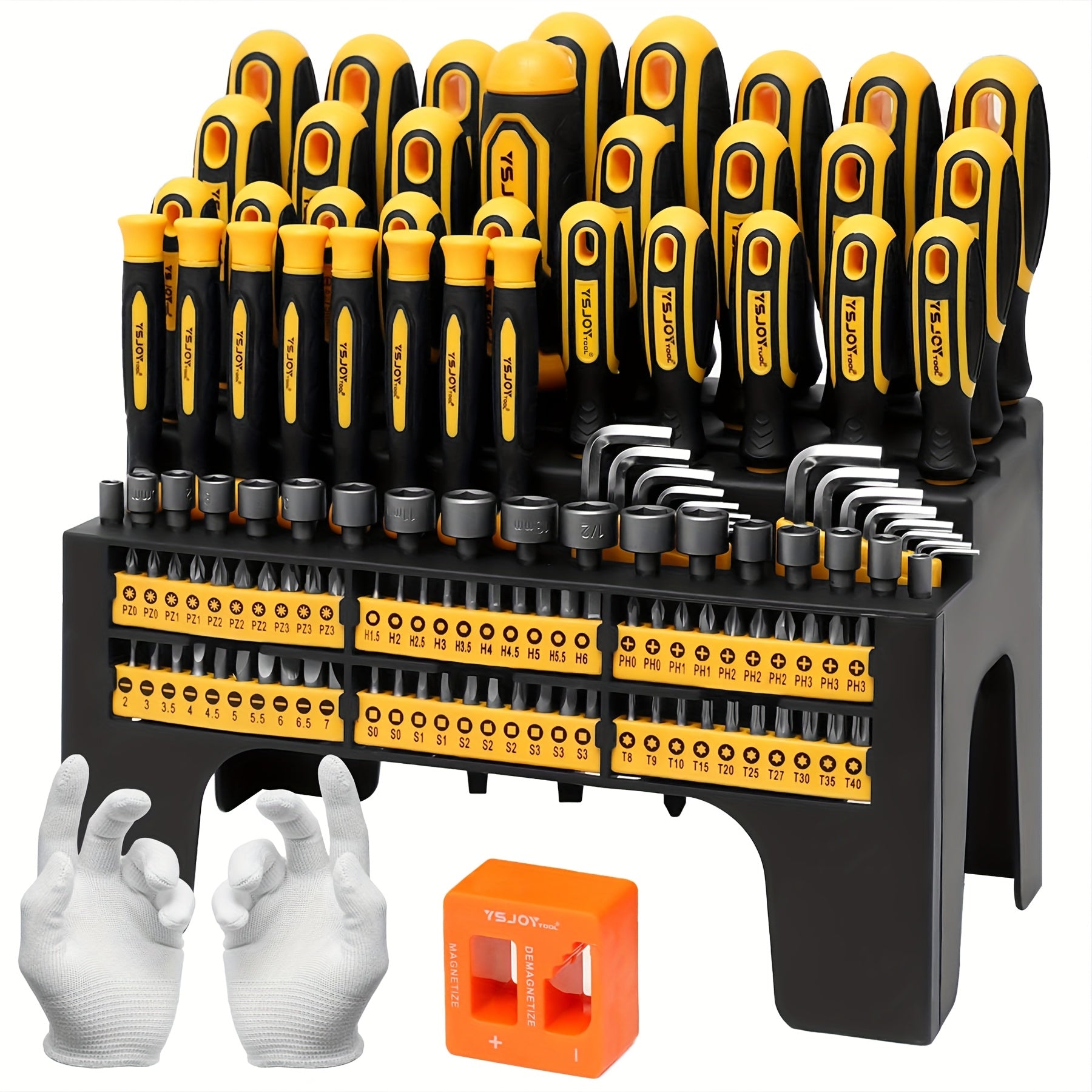 53121130 pcs Magnetic Screwdriver Set Chrome Vanadium Steel MultiSize Hex Wrench Flat  Hex Head NonSlip Handles with Storage Rack  Magnetic Bowlglovesnail pullerScrew DIY Tools For Men Tools Gift